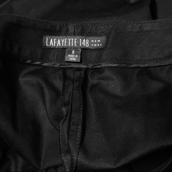 LAFAYETTE 148 Black Cotton Dress Wide Leg Pants - Picture 8 of 9